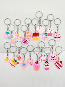 20pcs Pink Animal & Plant Shape Keychain, Suitable For Party Favor, Holiday, Back To School Gift - Multicolor - View 2