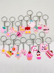 20pcs Pink Animal & Plant Shape Keychain, Suitable For Party Favor, Holiday, Back To School Gift - Multicolor - View 3