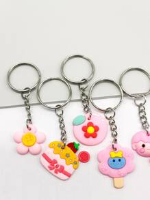 20pcs Pink Animal & Plant Shape Keychain, Suitable For Party Favor, Holiday, Back To School Gift - Multicolor - View 5