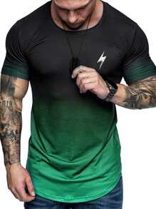 Manfinity Sport Corelite 男士閃電圖案漸層運動T恤 - 彩色 - 查看 3