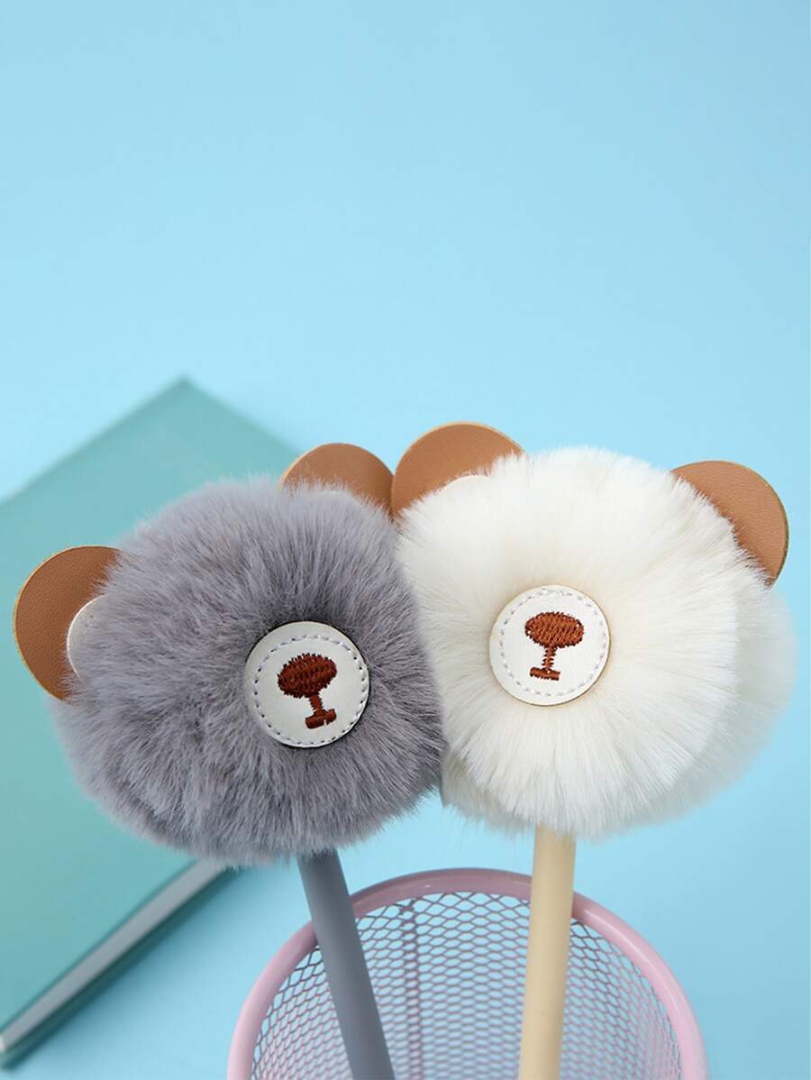 1pc Lông thú Sang trọng Pom Pom Trang trí Màu sắc Ngẫu nhiên Bút Gel - Nhiều màu - Xem 1