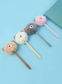 1pc Lông thú Sang trọng Pom Pom Trang trí Màu sắc Ngẫu nhiên Bút Gel - Nhiều màu - Xem 5