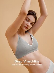 LUVLETTE Solid Ribbed Knit Bra - Light Grey - View 4