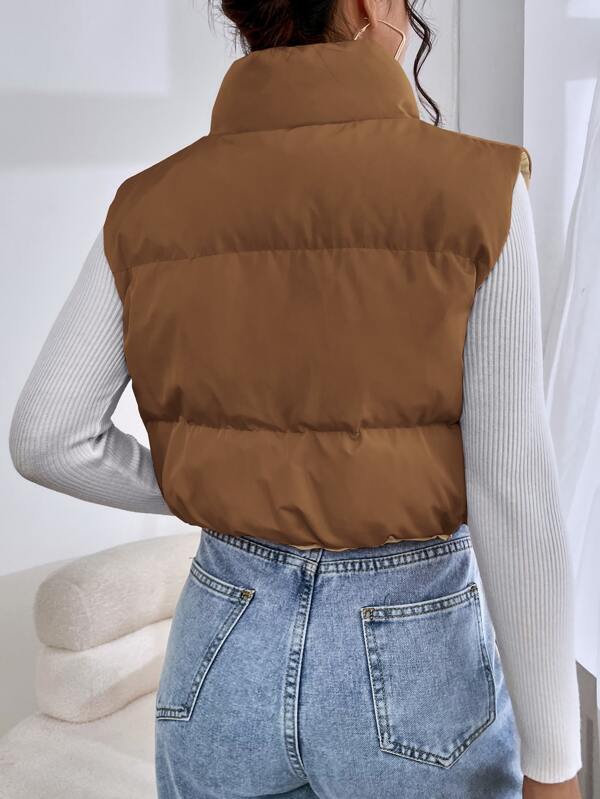 SHEIN EZwear Zip Up Puffer Vest Coat SHEIN USA