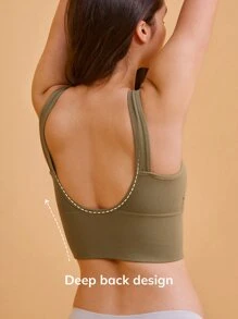 LUVLETTE Solid Ribbed Bralet - Army Green - View 3