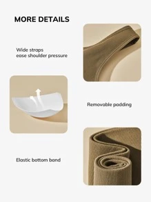 LUVLETTE Solid Ribbed Bralet - Army Green - View 6