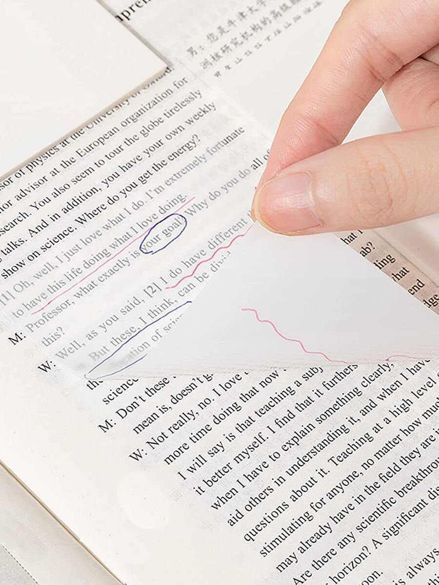 3入組PET透明便簽透視防水透明便簽熒光便籤紙文具學校辦公用品 - 無色 - 查看 1