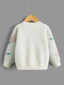 小女童花卉圖案套頭毛衣