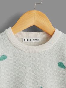 小女童花卉圖案套頭毛衣