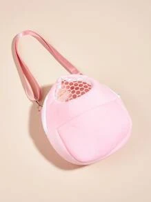 1pc Hamster Shoulder Bag With Mesh Design, Breathable, For Outdoor Use, Suitable For Squirrels, Hamsters, Guinea Pigs - Pink - View 2