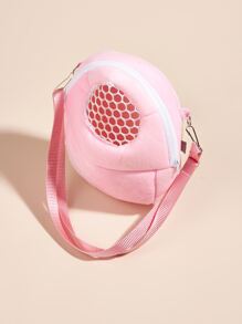 1pc Hamster Shoulder Bag With Mesh Design, Breathable, For Outdoor Use, Suitable For Squirrels, Hamsters, Guinea Pigs - Pink - View 3