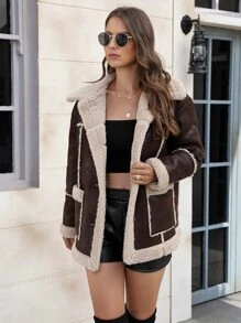 RELISH NOLESS 毛絨內襯雙口袋仿麂皮外套