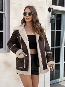 RELISH NOLESS 毛絨內襯雙口袋仿麂皮外套