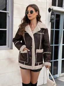 RELISH NOLESS 毛絨內襯雙口袋仿麂皮外套