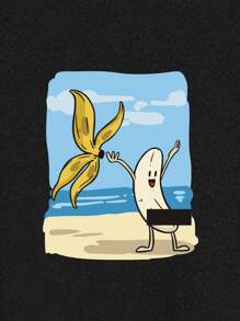 Chillumni 男士图案印花短袖 T 恤，休闲，适合外出，男友礼物 - 黑色 - 查看 4