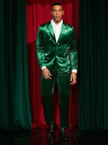 Manfinity Men Single Breasted Blazer & Trousers Suit Set - Green - View 3