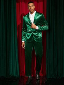 Manfinity Men Single Breasted Blazer & Trousers Suit Set - Green - View 8