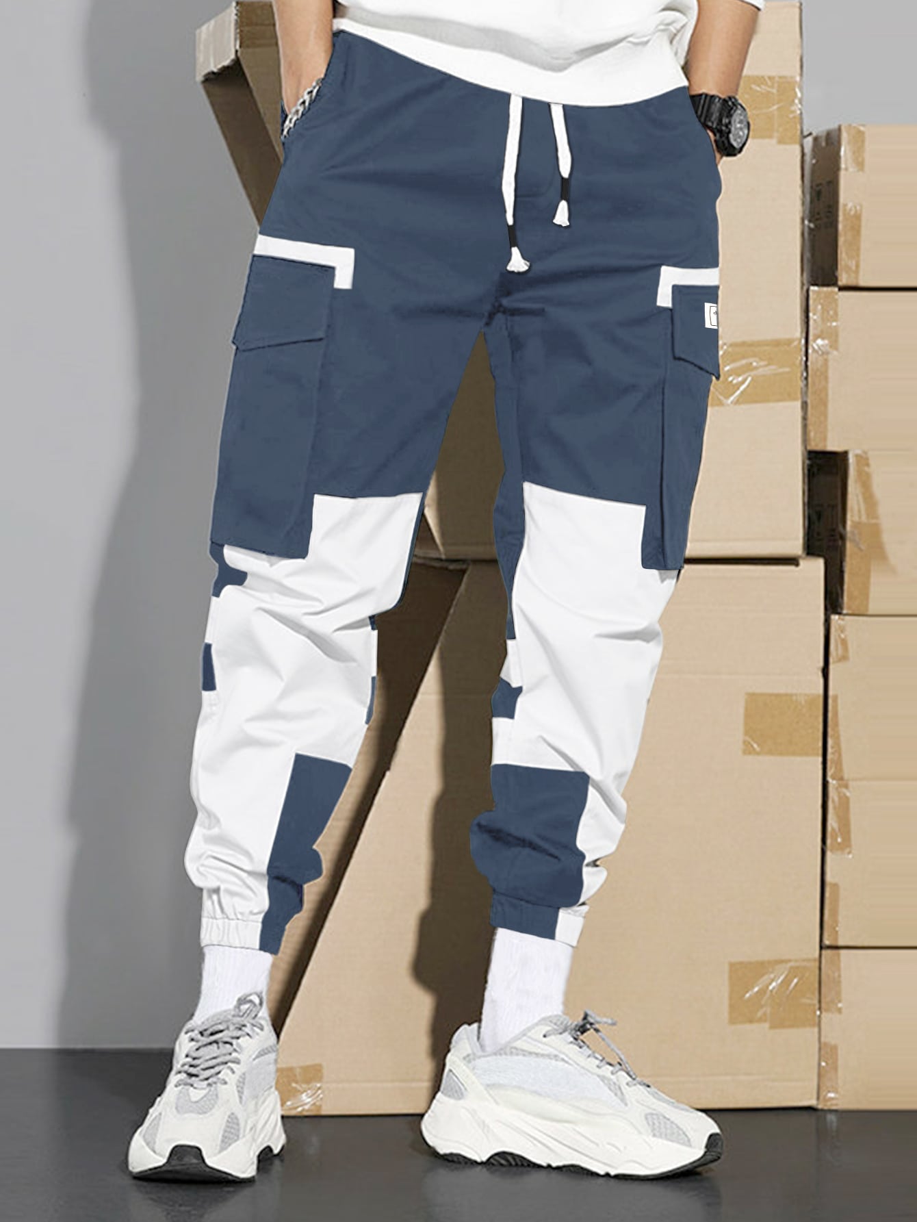 【COLOR iN ID】two-way strap cargo pants Men's Hilkiah Twill Utility Cargo Joggers - Ring Of Fire