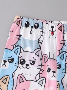 Toddler Girls Allover Cartoon Graphic Snug Fit PJ Set - Multicolor - View 3