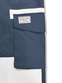 Manfinity Roghcode Men Two Tone Cargo Trousers - Blue and White - View 5