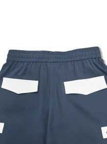 Manfinity Roghcode Men Two Tone Cargo Trousers - Blue and White - View 6