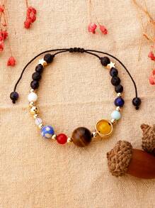 Planet Decor Beaded Bracelet - Multicolor - View 1