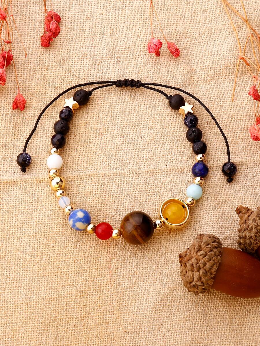 Planet Decor Beaded Bracelet - Multicolor - View 1