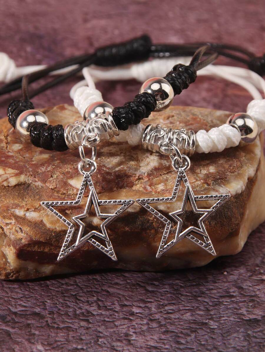 ROMWE Grunge Punk 2pcs Star Charm Bracelet SHEIN USA
