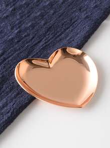 1 Pieza Bandeja De Metal En Forma De Corazón De Acero Inoxidable Bandeja De Cosméticos Y Joyas Bandeja Organizadora De Metal Bandeja De Decoración Del Hogar Bandeja De Postre, Regalo Para El Día De San Valentín - Oro rosa - Ver 1