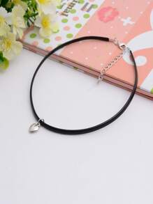 Heart Charm Necklace Valentines,Mom,Mother,Mother's Day,Gift - Black - View 2