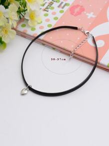 Heart Charm Necklace Valentines,Mom,Mother,Mother's Day,Gift - Black - View 4