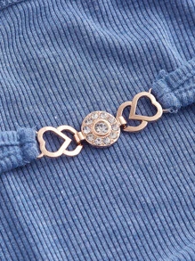 SHEIN ICON Lettuce Trim Cut Out Flounce Sleeve 2 In 1 Crop Tee - Blue - View 3