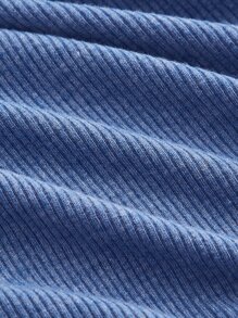 SHEIN ICON Lettuce Trim Cut Out Flounce Sleeve 2 In 1 Crop Tee - Blue - View 4