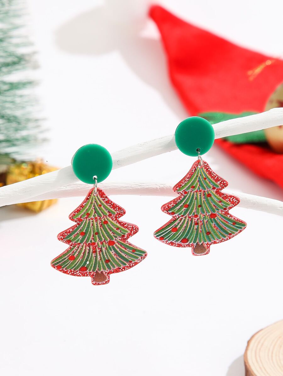 Pendientes largos árbol de Navidad - Multicolor - Ver 1