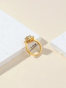 Cubic Zirconia Decor Ring - Yellow Gold - View 3