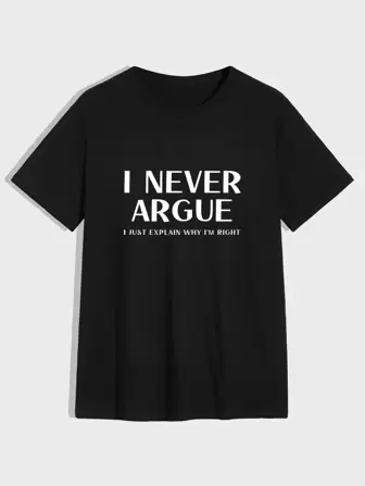Camiseta de manga corta casual con gráfico de eslogan para hombres, para salir