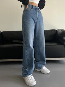 DAZY Quần Jeans Nữ Denim Giặt Có Túi Xiên - Rửa trung bình - Xem 2