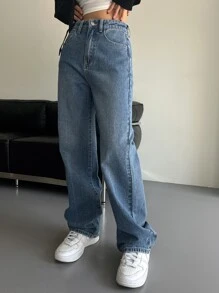 DAZY Quần Jeans Nữ Denim Giặt Có Túi Xiên - Rửa trung bình - Xem 3