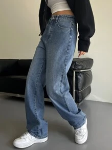 DAZY Quần Jeans Nữ Denim Giặt Có Túi Xiên - Rửa trung bình - Xem 4