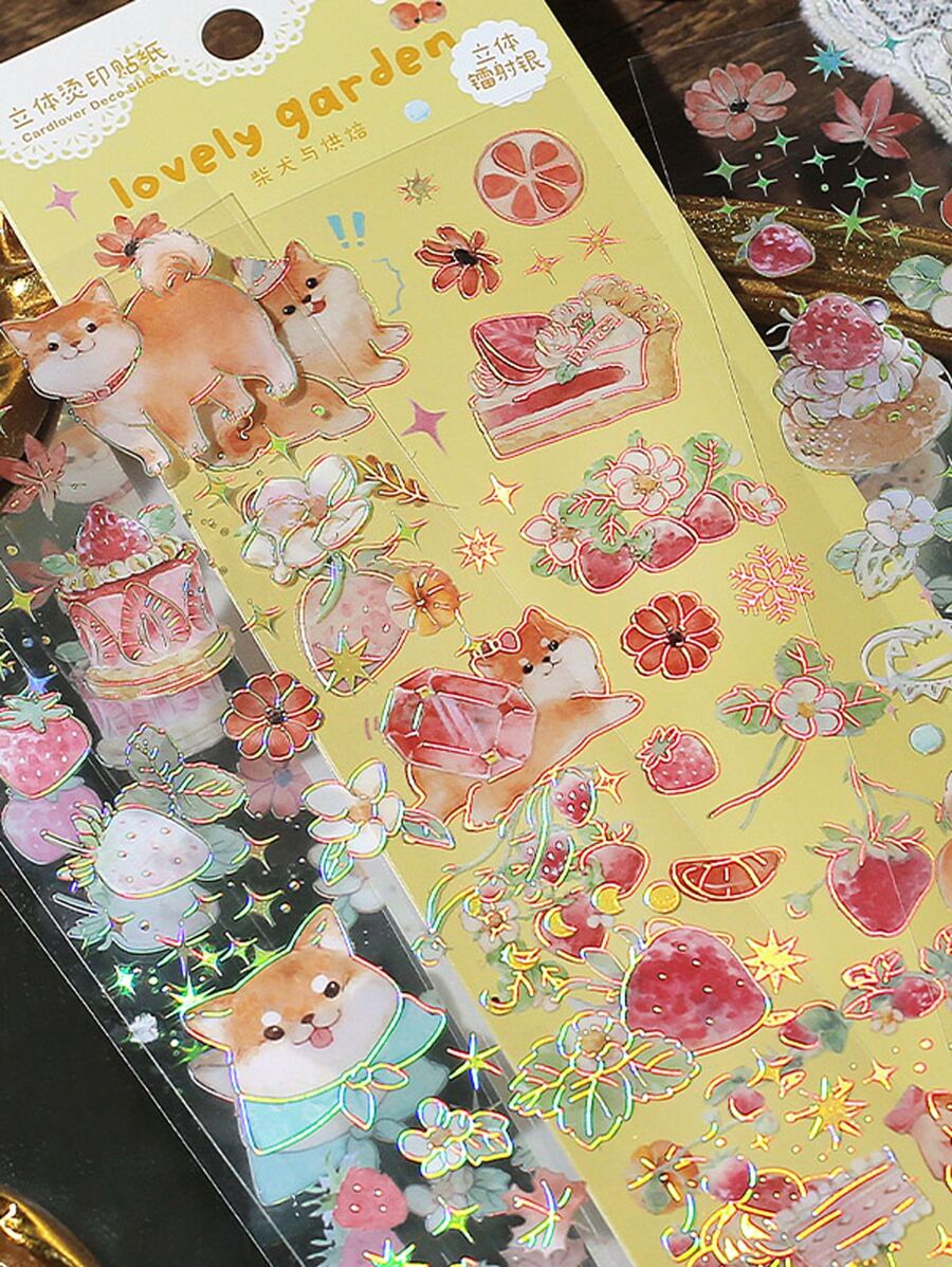 3pcs Cartoon & Floral Pattern Random Sticker - Multicolor - View 1