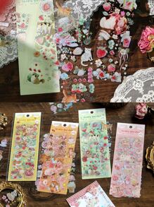 3pcs Cartoon & Floral Pattern Random Sticker - Multicolor - View 5