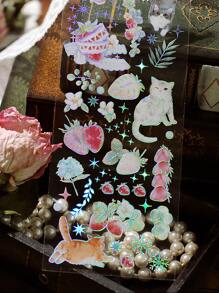 3pcs Cartoon & Floral Pattern Random Sticker - Multicolor - View 6