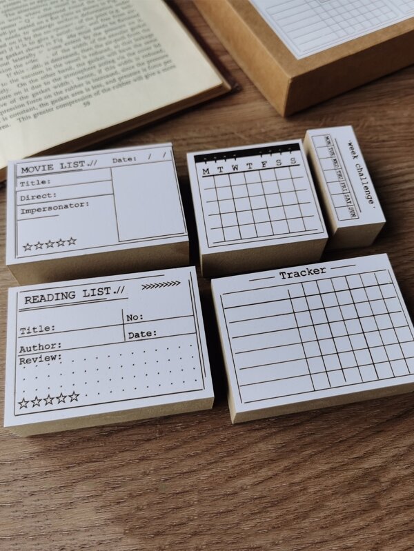 5ชิ้น แม่พิมพ์ไม้ลายตัวอักษร ย้อนกลับไปโรงเรียน, ย้อนกลับไปโรงเรียน, เครื่องเขียน