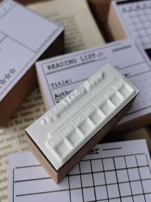 5 件字母图案木质印章 返校，返校，学校用品 - 彩色 - 查看 2