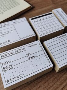 5 件字母图案木质印章 返校，返校，学校用品 - 彩色 - 查看 4