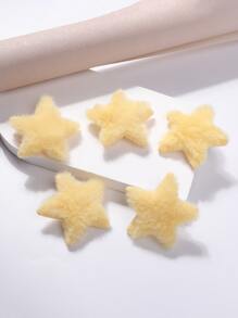 5个毛绒星星装饰鳄鱼夹可爱爪子发夹发卡，适合上学、冬季、发饰、头部饰品等场合。 - 黃色 - 查看 4