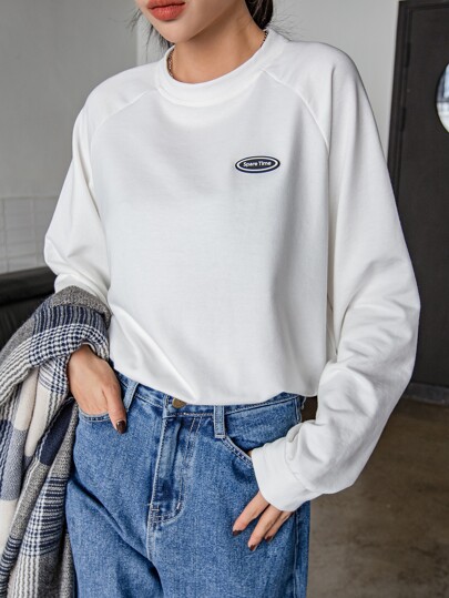 DAZY 文字パッチ カラーブロック ラグランスリーブ Tシャツ