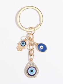 Party European And American Style Minimalist Hand & Eye Shape Keychain With Rhinestone Detail & Oil Drip Effect For Bag, Car Car Accessories Bag Charm School Cute Goth Y2k - Navy Blue - View 3