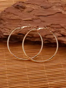 Minimalist Hoop Earrings - Yellow Gold - View 1