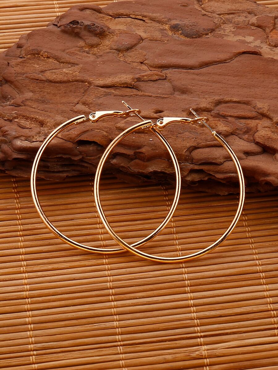 Minimalist Hoop Earrings - Yellow Gold - View 1